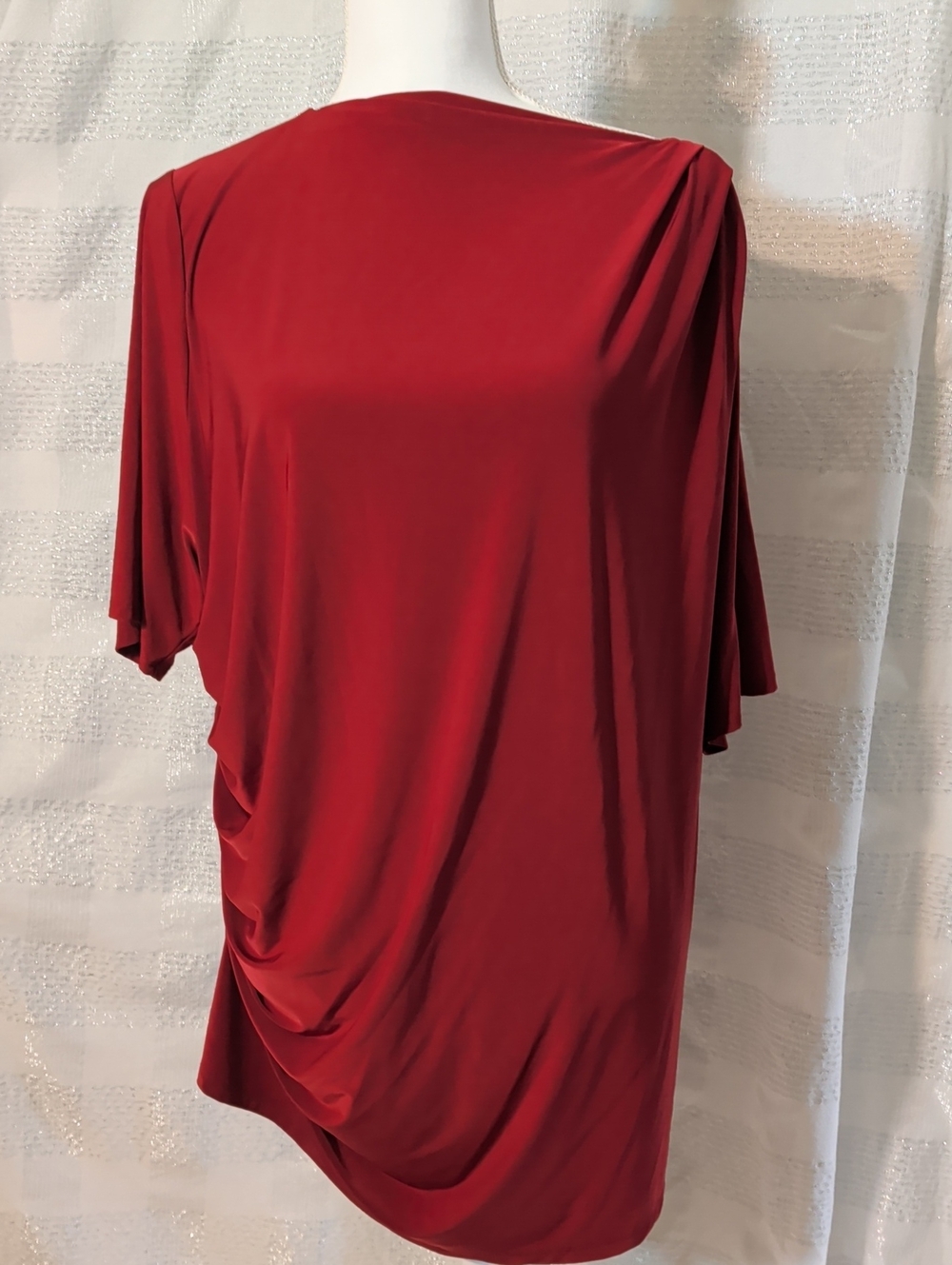 Lands' End Red Draped Boatneck Tunic